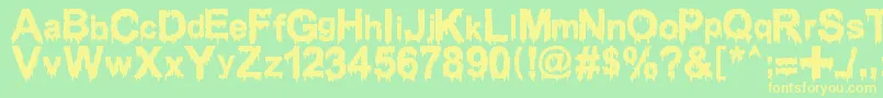 WoodcutterDrippingClassicFont Font – Yellow Fonts on Green Background