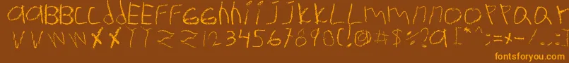 Ermanita-Schriftart – Orangefarbene Schriften auf braunem Hintergrund