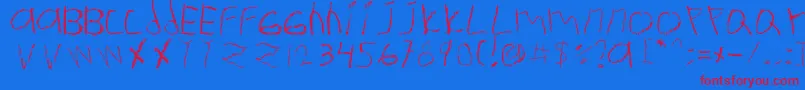 Ermanita-Schriftart – Rote Schriften auf blauem Hintergrund