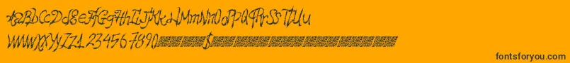 Hawtfriend-Schriftart – Schwarze Schriften auf orangefarbenem Hintergrund