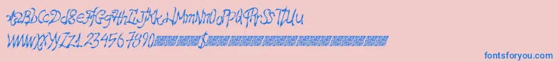 Fonte Hawtfriend – fontes azuis em um fundo rosa