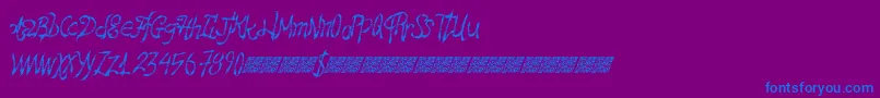 フォントHawtfriend – 紫色の背景に青い文字