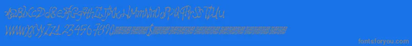 Hawtfriend-fontti – harmaat kirjasimet sinisellä taustalla