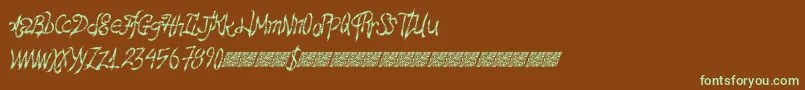 Hawtfriend-fontti – vihreät fontit ruskealla taustalla