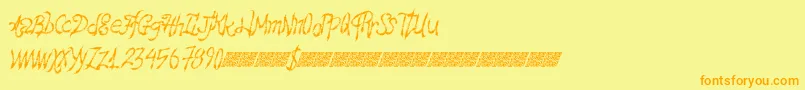 Hawtfriend-Schriftart – Orangefarbene Schriften auf gelbem Hintergrund