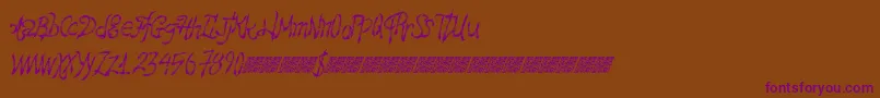 Hawtfriend-Schriftart – Violette Schriften auf braunem Hintergrund