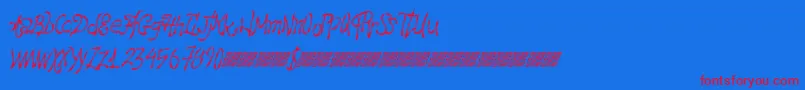 フォントHawtfriend – 赤い文字の青い背景