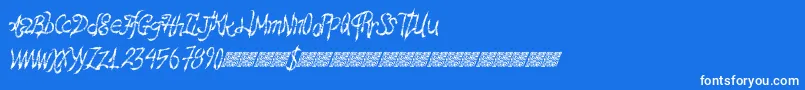 Hawtfriend-Schriftart – Weiße Schriften auf blauem Hintergrund