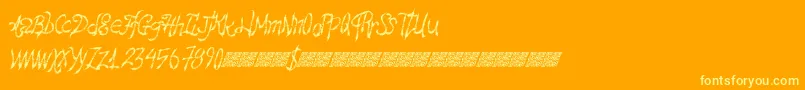 Hawtfriend-Schriftart – Gelbe Schriften auf orangefarbenem Hintergrund