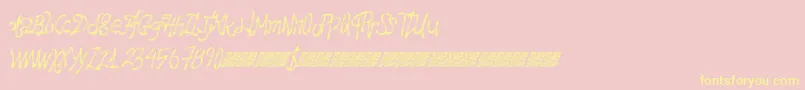 Fonte Hawtfriend – fontes amarelas em um fundo rosa