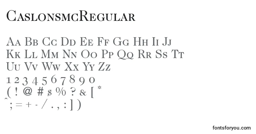 Schriftart CaslonsmcRegular – Alphabet, Zahlen, spezielle Symbole