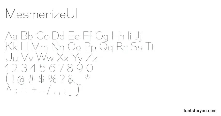 A fonte MesmerizeUl – alfabeto, números, caracteres especiais