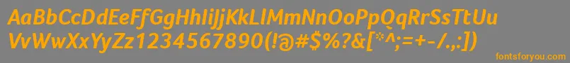 フォントFocoBoldItalic – オレンジの文字は灰色の背景にあります。