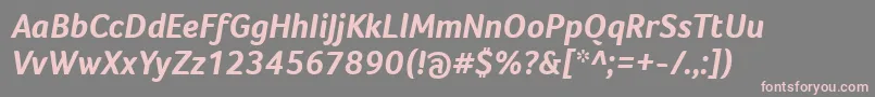 FocoBoldItalic-fontti – vaaleanpunaiset fontit harmaalla taustalla
