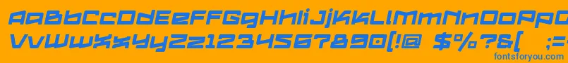 Logofontik4fRegularItalic-Schriftart – Blaue Schriften auf orangefarbenem Hintergrund