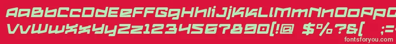 Fonte Logofontik4fRegularItalic – fontes verdes em um fundo vermelho