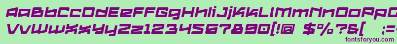 Police Logofontik4fRegularItalic – polices violettes sur fond vert