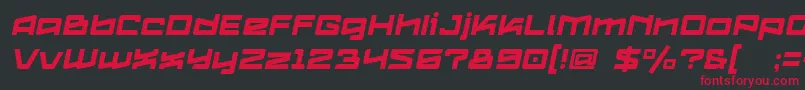 Logofontik4fRegularItalic Font – Red Fonts on Black Background