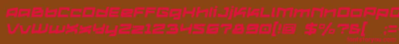 フォントLogofontik4fRegularItalic – 赤い文字が茶色の背景にあります。