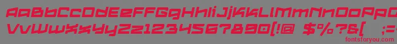 Logofontik4fRegularItalic Font – Red Fonts on Gray Background
