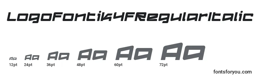 Tamanhos de fonte Logofontik4fRegularItalic