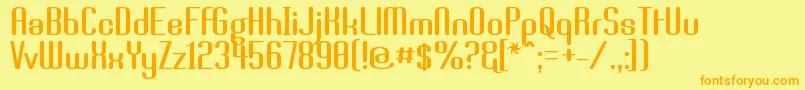 フォントBrassi – オレンジの文字が黄色の背景にあります。