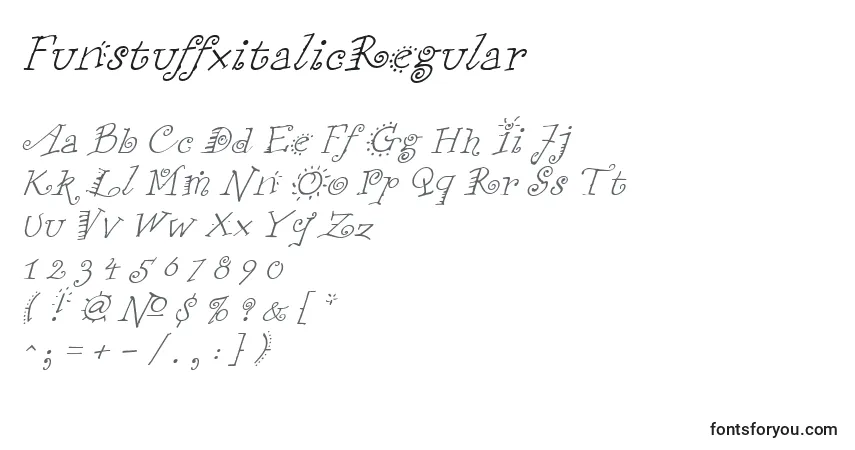 Шрифт FunstuffxitalicRegular – алфавит, цифры, специальные символы