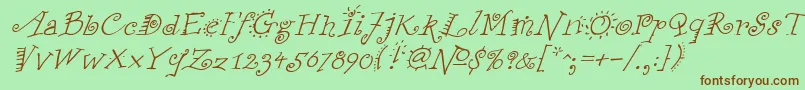 FunstuffxitalicRegular Font – Brown Fonts on Green Background