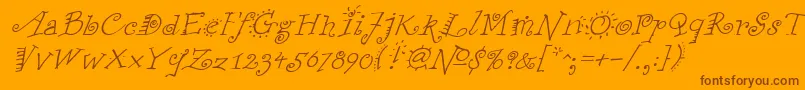 FunstuffxitalicRegular-Schriftart – Braune Schriften auf orangefarbenem Hintergrund