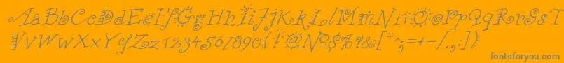 FunstuffxitalicRegular-Schriftart – Graue Schriften auf orangefarbenem Hintergrund