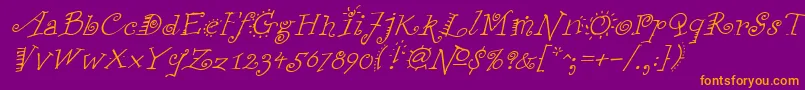 FunstuffxitalicRegular Font – Orange Fonts on Purple Background