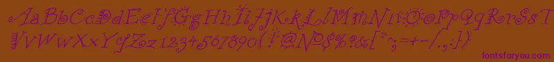 Шрифт FunstuffxitalicRegular – фиолетовые шрифты на коричневом фоне