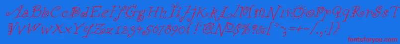 FunstuffxitalicRegular Font – Red Fonts on Blue Background