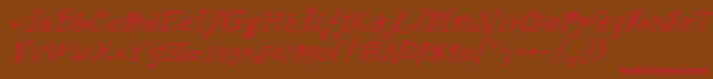 FunstuffxitalicRegular Font – Red Fonts on Brown Background