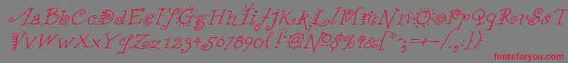 フォントFunstuffxitalicRegular – 赤い文字の灰色の背景