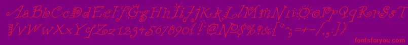 FunstuffxitalicRegular-Schriftart – Rote Schriften auf violettem Hintergrund