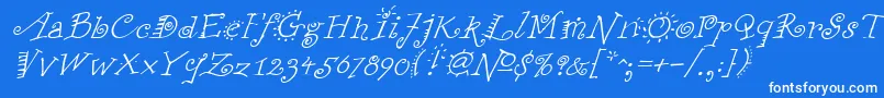 FunstuffxitalicRegular Font – White Fonts on Blue Background