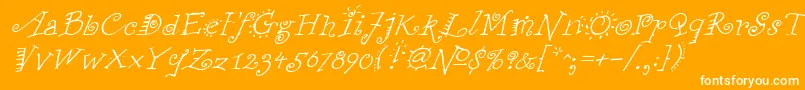 FunstuffxitalicRegular-Schriftart – Weiße Schriften auf orangefarbenem Hintergrund