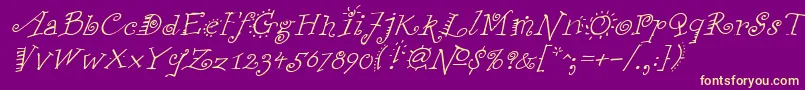 FunstuffxitalicRegular-Schriftart – Gelbe Schriften auf violettem Hintergrund