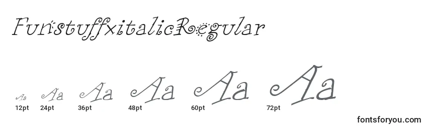 Размеры шрифта FunstuffxitalicRegular