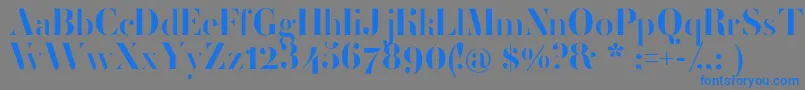 フォントFemoralisRegular – 灰色の背景に青い文字