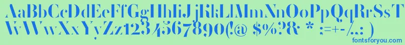 FemoralisRegular-fontti – siniset fontit vihreällä taustalla