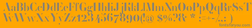 FemoralisRegular-fontti – harmaat kirjasimet oranssilla taustalla