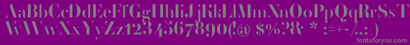 FemoralisRegular-fontti – harmaat kirjasimet violetilla taustalla