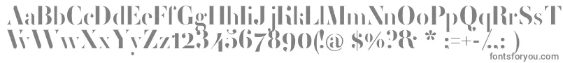 FemoralisRegular-fontti – harmaat kirjasimet valkoisella taustalla