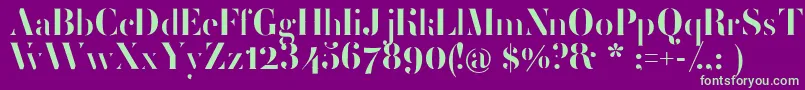 FemoralisRegular Font – Green Fonts on Purple Background