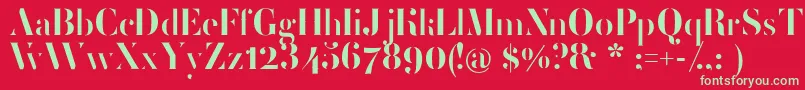 フォントFemoralisRegular – 赤い背景に緑の文字