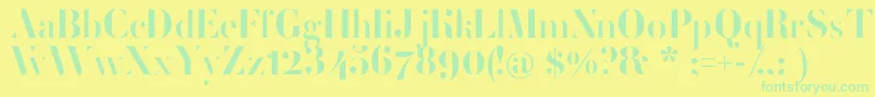 フォントFemoralisRegular – 黄色い背景に緑の文字