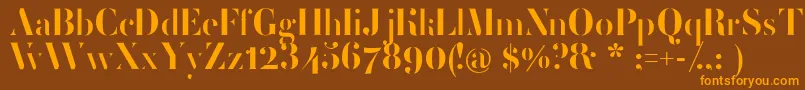 FemoralisRegular-fontti – oranssit fontit ruskealla taustalla