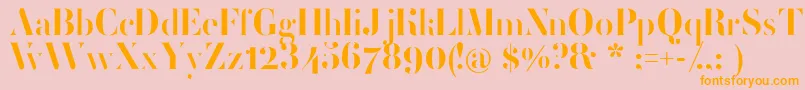 FemoralisRegular-Schriftart – Orangefarbene Schriften auf rosa Hintergrund